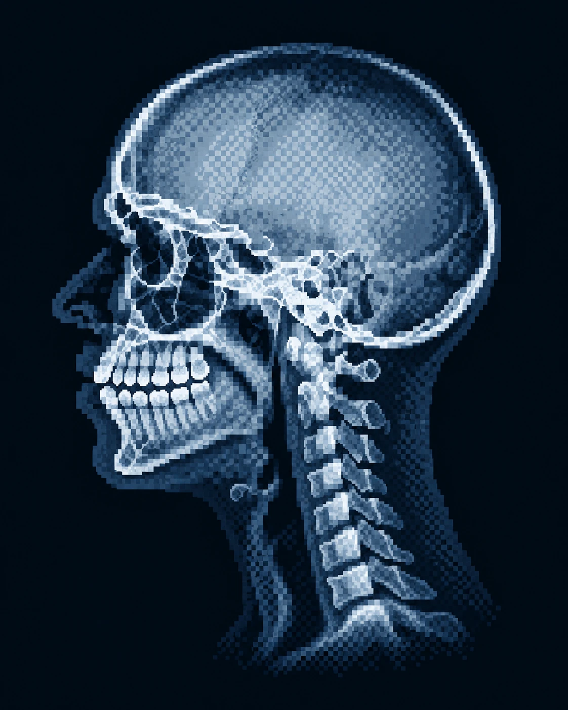 Full left-facing skull and neck